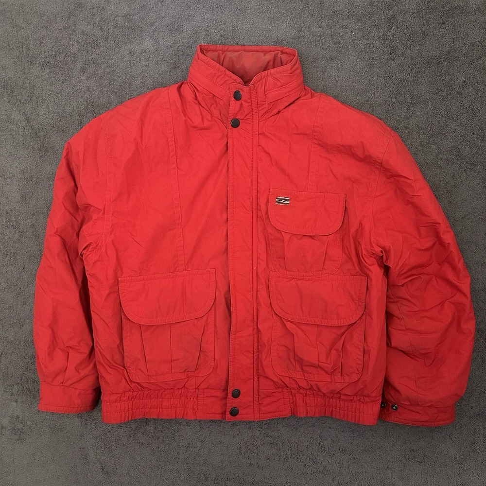 Vintage Forest Club jacket Medium men's Red fishing hunting Full Zip Snap Hooded